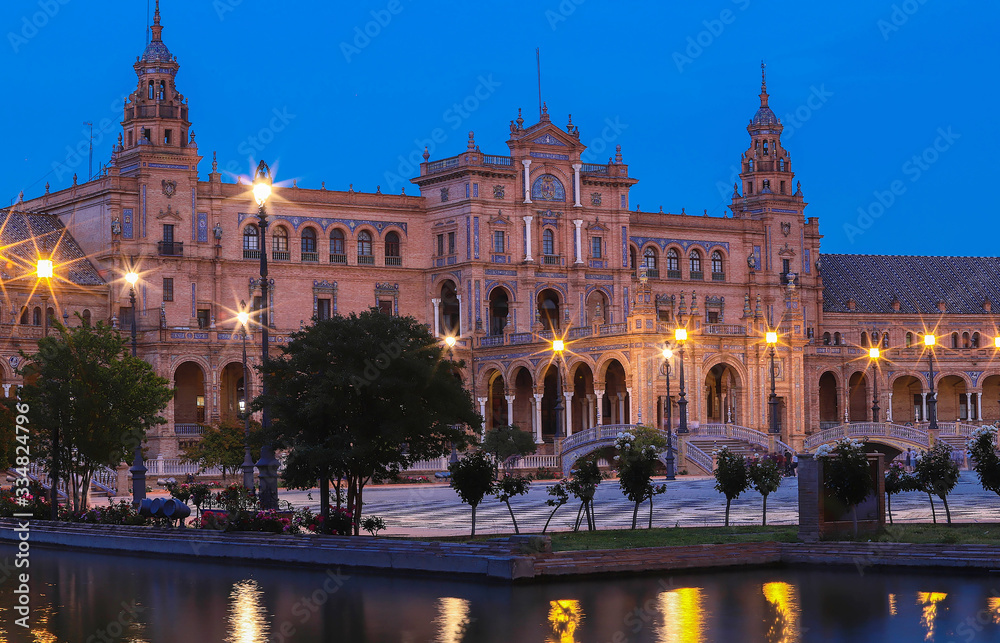 Fototapeta premium Spain Square-Plaza de Espana is in the Public Maria Luisa Park, in Seville, Spain.