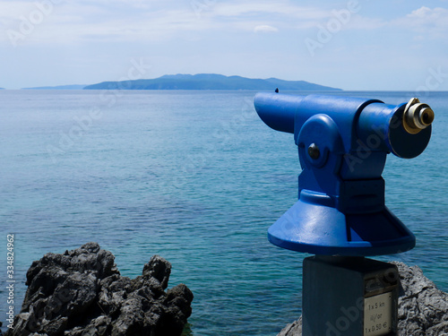 View of telescope overlooking sea