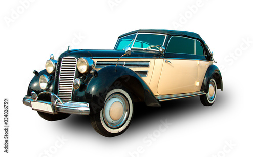 Vintage Germany convertible car  1939. White background.