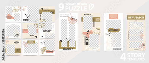 Trendy editable template for social networks stories and posts, vector illustration. Set