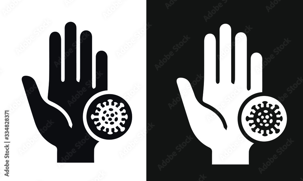 Fototapeta premium Hand washing covid-19 vector design black and white 