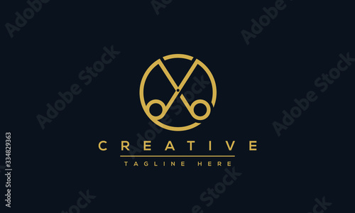Scissors icon vector illustration. Barber haircut salon logo design.