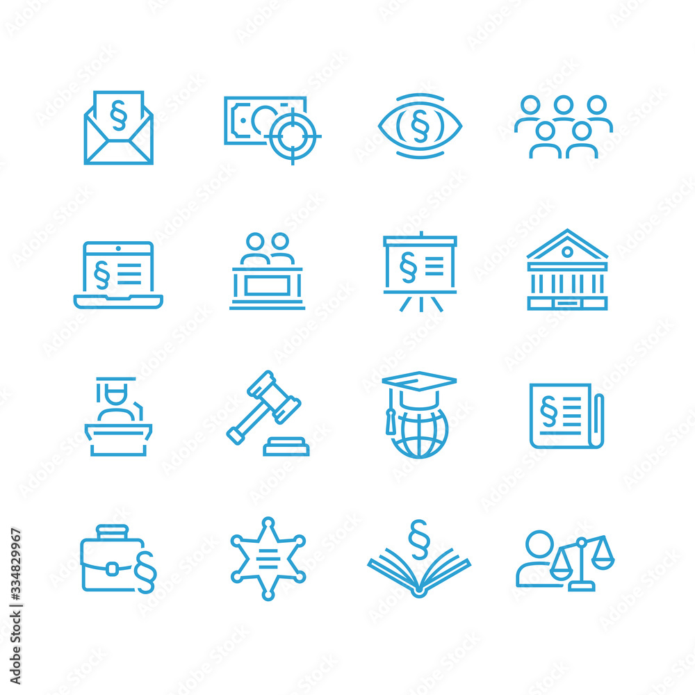 Lawyer and business vector icon set