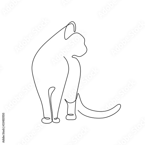 Cat in continuous line art drawing style. Minimalist black linear sketch isolated on white background. Vector illustration