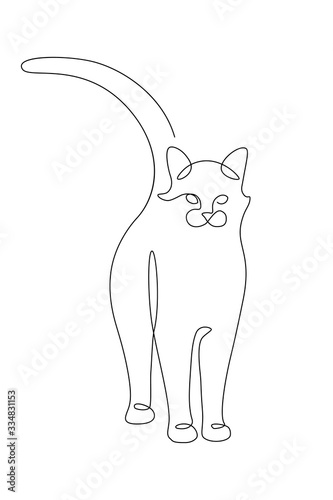 Cat in continuous line art drawing style. Minimalist black linear sketch isolated on white background. Vector illustration