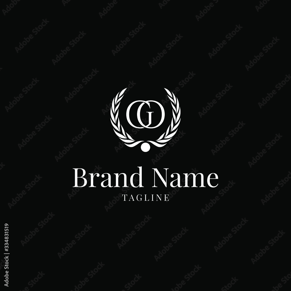 Letter GO wheat Logo Luxury White on Black background solid