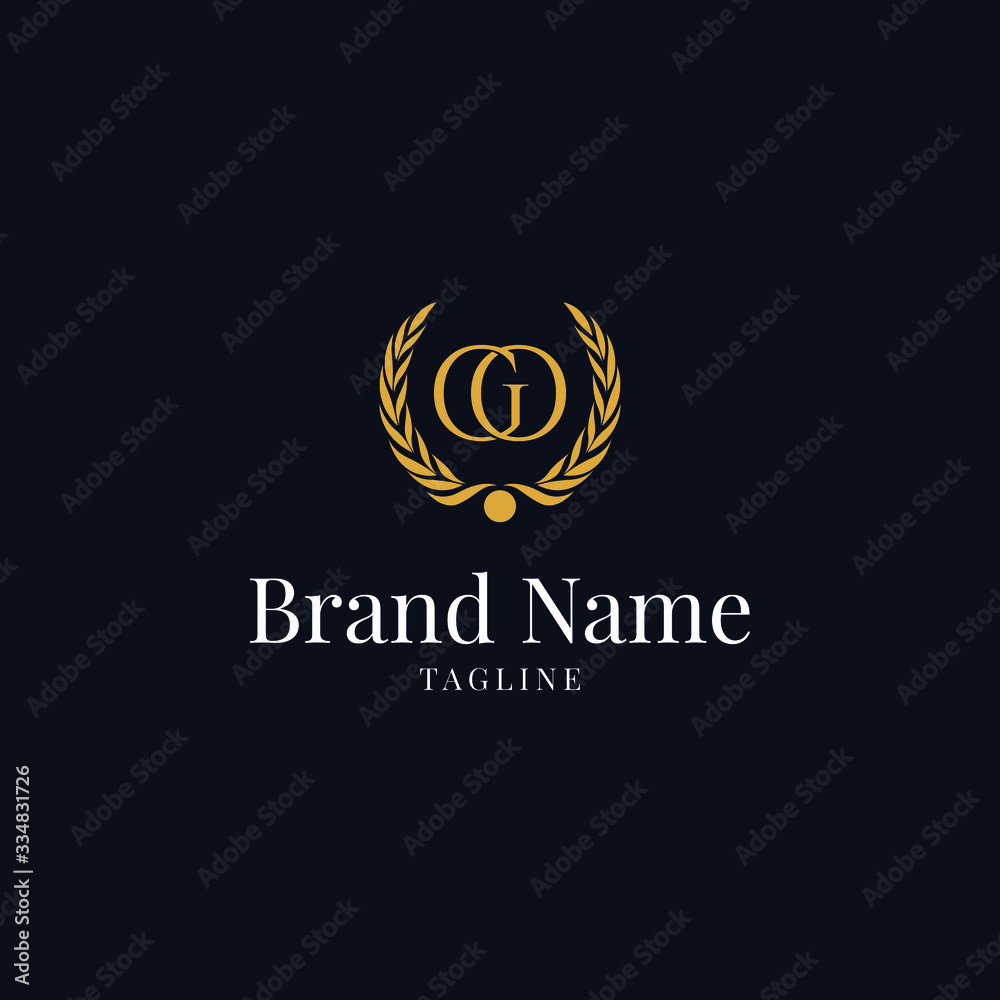wheat GO elegance luxury logo navy blue and gold color