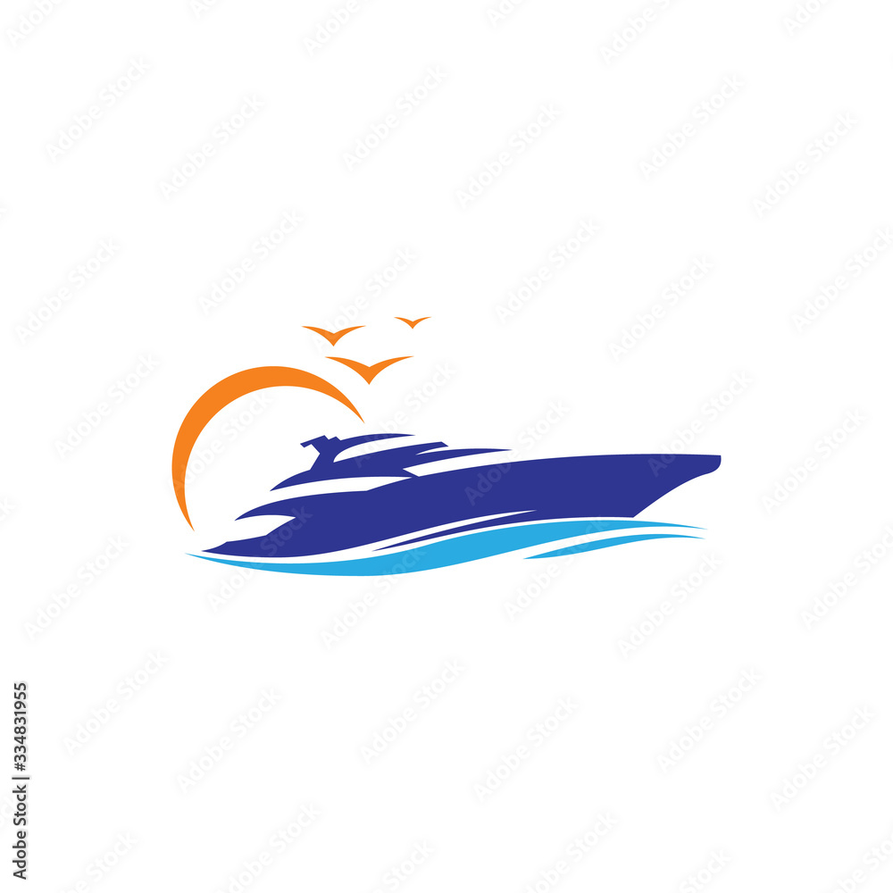 Speed boat logo design template ,Sea boat logo design concept ,Vector illustration