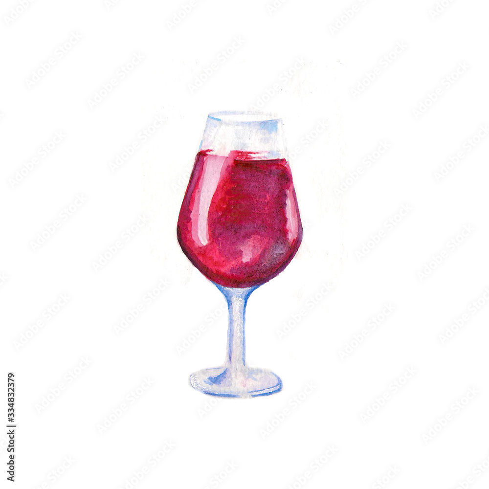 watercolor red wine in a glass isolated on white background hand drawn illustration watercolor red wine in a glass isolated on white background hand drawn illustration