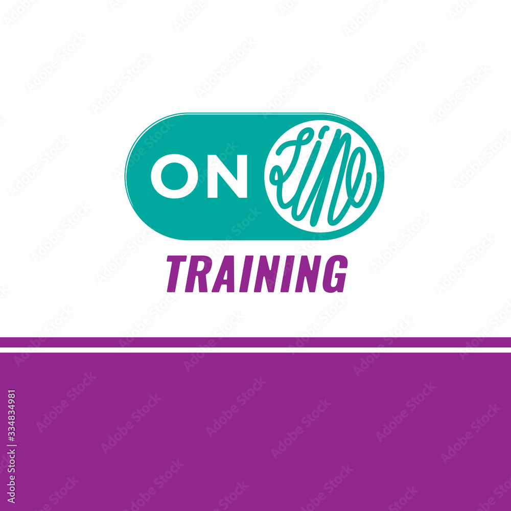 Online Tranining Logo Lettering On and Off Toggle Switch Buttons Style Creative Concept as Template for Your Online Business - Purple and Turquoise on White Background - Contrst Graphic Design Online Tranining Logo Lettering On and Off Toggle Switch Buttons Style Creative Concept as Template for Your Online Business - Purple and Turquoise on White Background - Contrst Graphic Design