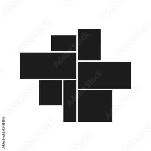 Vector mood board of seven frames. Black photo collage templates.