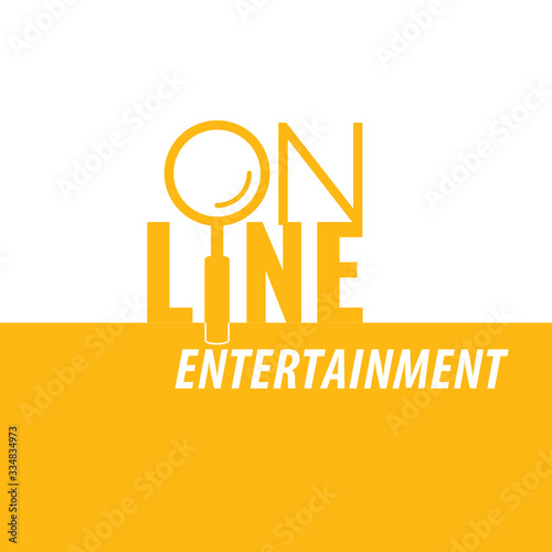 Online Entertainment Logo Lettering with Magnifying Glass Sign Inserted Creative Concept as Template for Online Business - Orange on White Background - Contrst Graphic Design