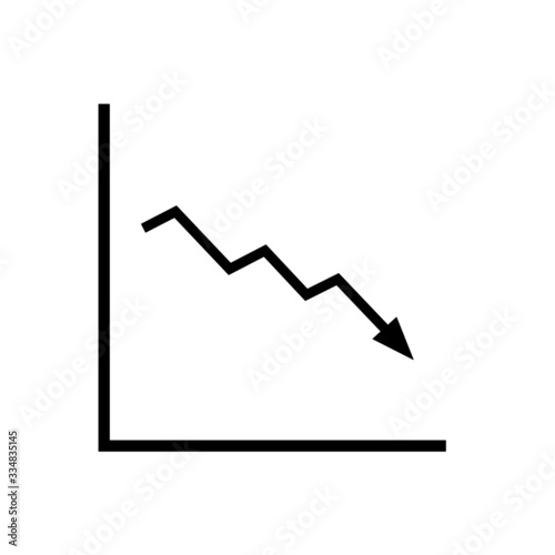 Decline trend icon. Presentation chart with zigzag downward line. Vector Illustration