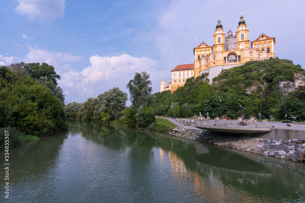 View of Melk Abbey, a Benedictine abbey above the city of Melk, Austria (Europe)
