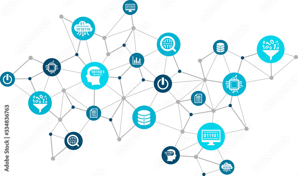 Data analysis and digitalization vector illustration. Abstract concept with connected icons related to digital transformation or disruption, financial statistics, big data and performance measuring. Data analysis and digitalization vector illustration. Abstract concept with connected icons related to digital transformation or disruption, financial statistics, big data and performance measuring.