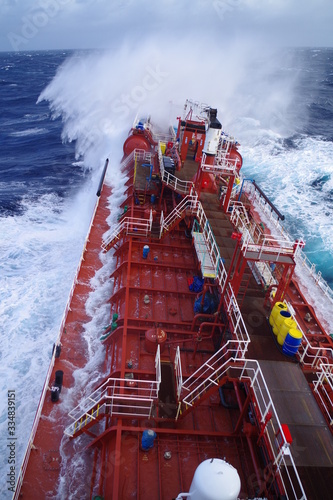 Tanker vessel in bad weather / storm