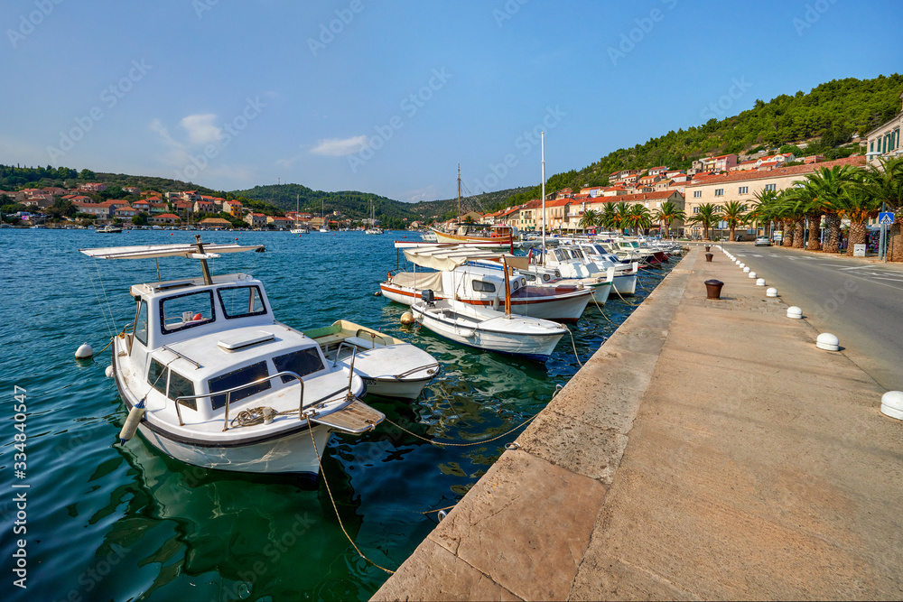 Obraz premium Croatia, island of Korcula, town of Vela Luka and small marina