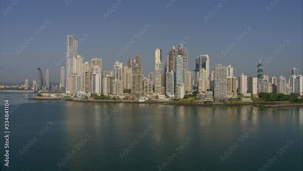 Aerial tour over the Bay of Panama observing the skyscrapers of Avenida Balboa, Punta Paitilla Aerial tour over the Bay of Panama observing the skyscrapers of Avenida Balboa, Punta Paitilla