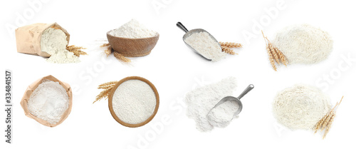 Set of organic flour on white background. Banner design