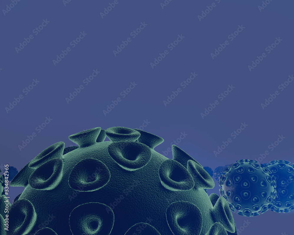 © mscornelius - Virus with copy space in blue and green