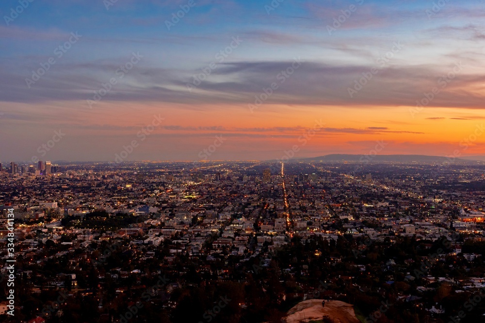 Obraz premium panoramic view of the city of Los Angeles illuminated at night in California