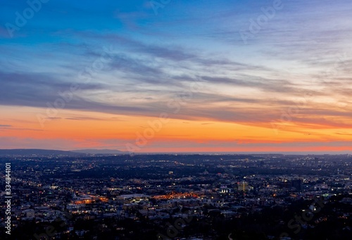 panoramic view of the city of Los Angeles illuminated at night in California © DD25