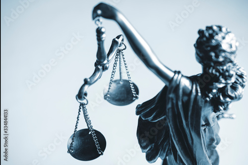 Quadro su tela Top down view of a statue of Justice