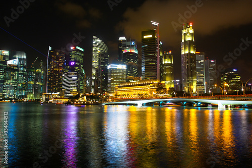 Night view of Singapore Business Center  water level view