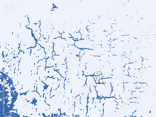 Blue grunge textured background. Vector cracked paint overlay pattern.
