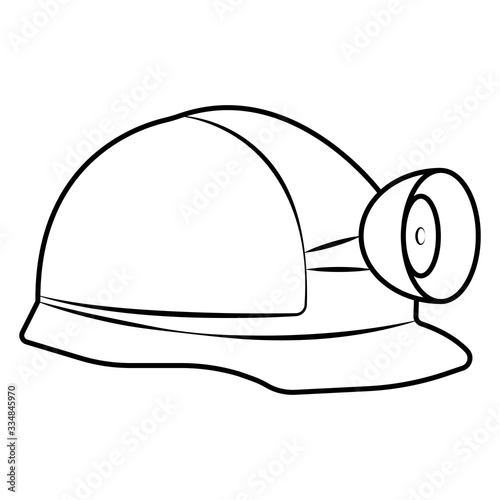Miners helmet with lamp flat icon