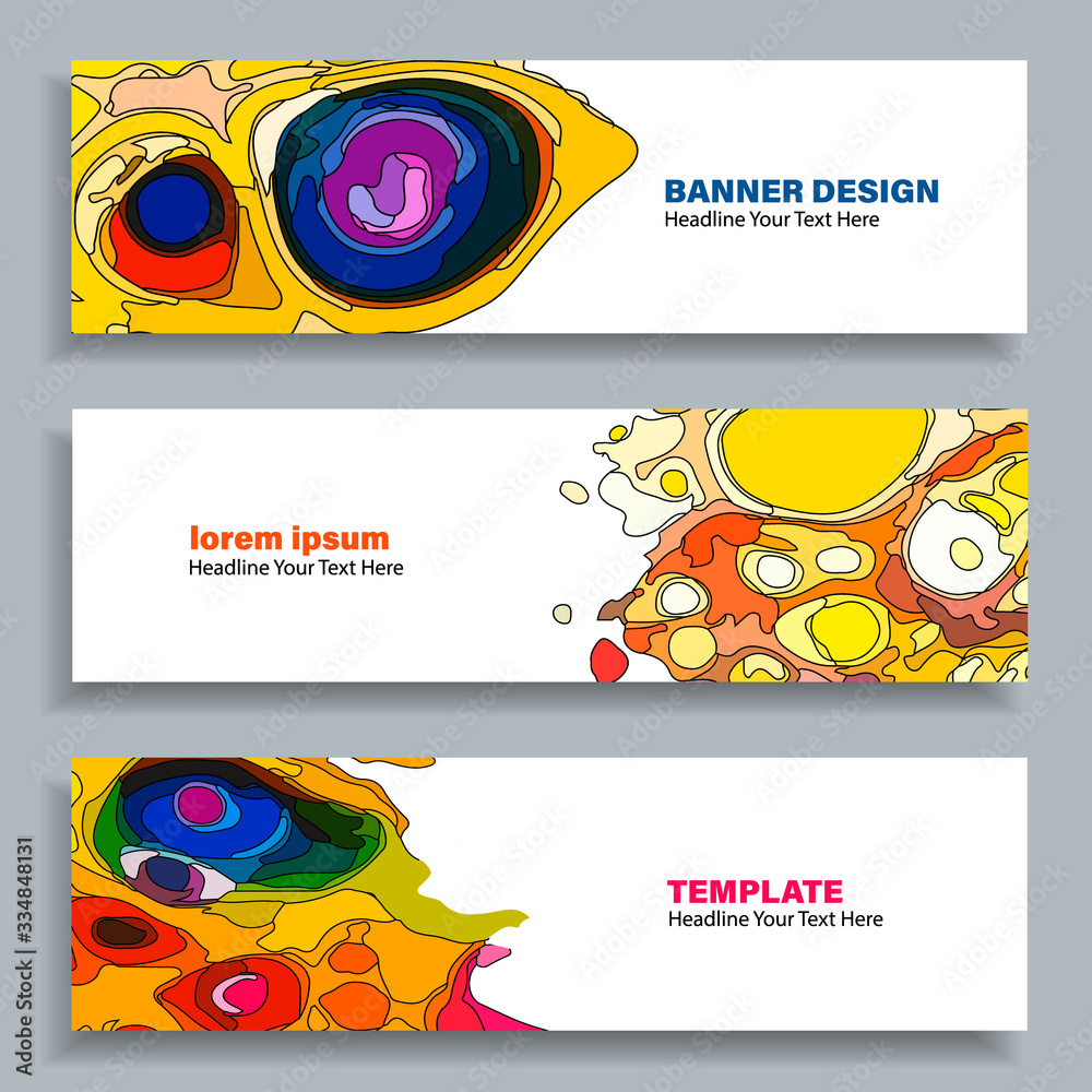 Obraz premium Set of three vector abstract baners. Trendy modern flat material design style.Text placeholder.color combination