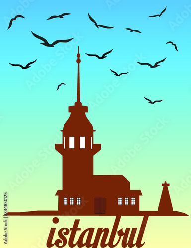 The Maiden's Tower of Istanbul – Turjey.  Illustration. Background