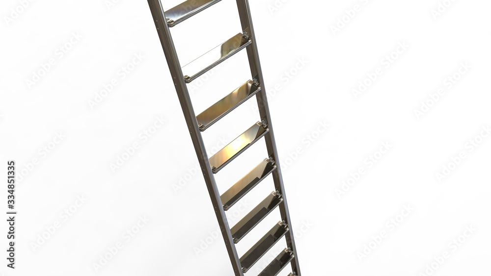 3d rendering, 3d illustration. Metal stepladder on a white background. 3d rendering, 3d illustration. Metal stepladder on a white background.