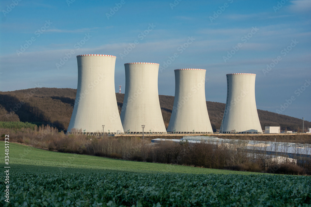 Nuclear Power Plant with the Blue Sky in The Background Nuclear Power Plant with the Blue Sky in The Background
