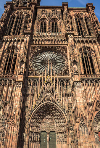 Strasbourg, France, Cathedral of Our Lady (Notre Dame) of Strasbourg in Alsace. The historic center, including the cathedral, of Strasbourg is UNESCO World Heritage Site