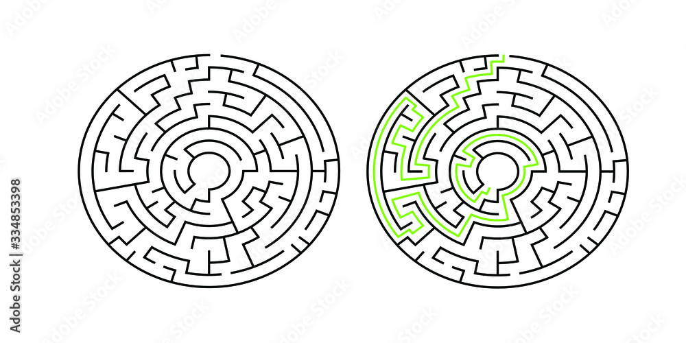 8-corridor wide circular maze with solution 8-corridor wide circular maze with solution
