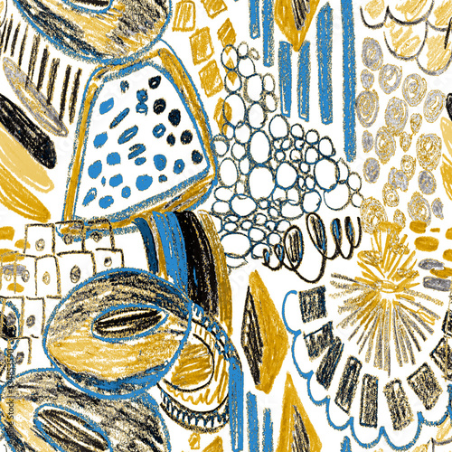 Creative seamless pattern with beautiful bright abstract elements. Colorful t...
