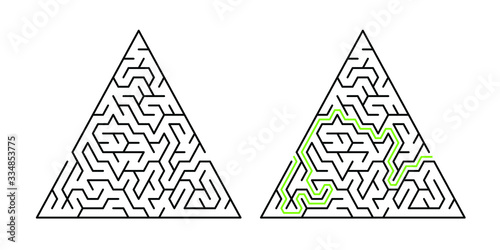 20-cell-wide triangular maze with solution
