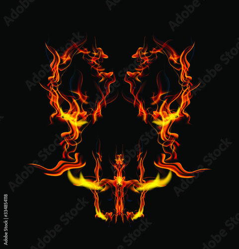 letter D fire or shades of horror, burning letters, Latin fonts from fire, collection of fonts, fire for creative business logos and GAME