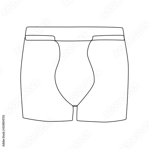 Boxer briefs for men one line drawing on white isolated background. Vector illustration 