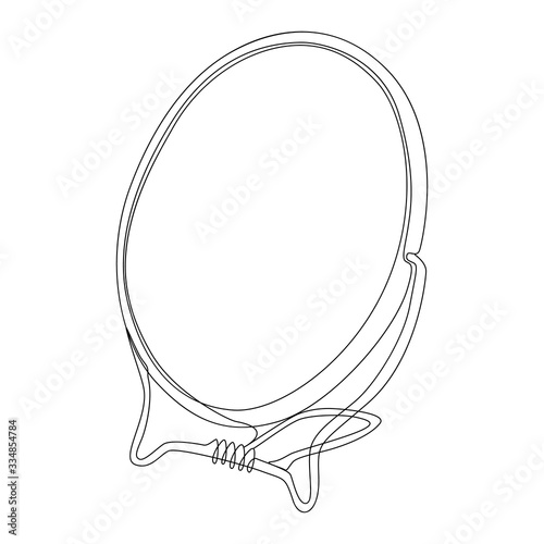 Mirror one line drawing on white isolated background. Vector illustration 