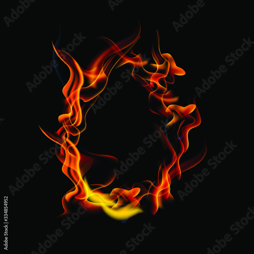 Collection of fonts or letters from fire, modern red fire, fonts Tattoo Fire. The alphabet is hot, ABC is burning. Hot typography. fire lettering, letter O