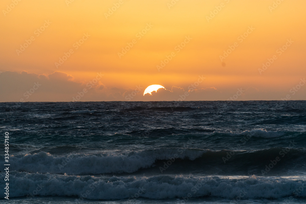 sunset on the caribean sea