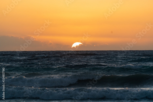 sunset on the caribean sea