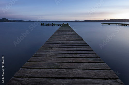 Pier on Lake Calm, Relaxing Sunrise Views © Taylor