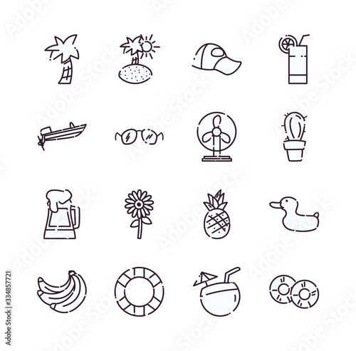 Isolated summer line style icon set vector design