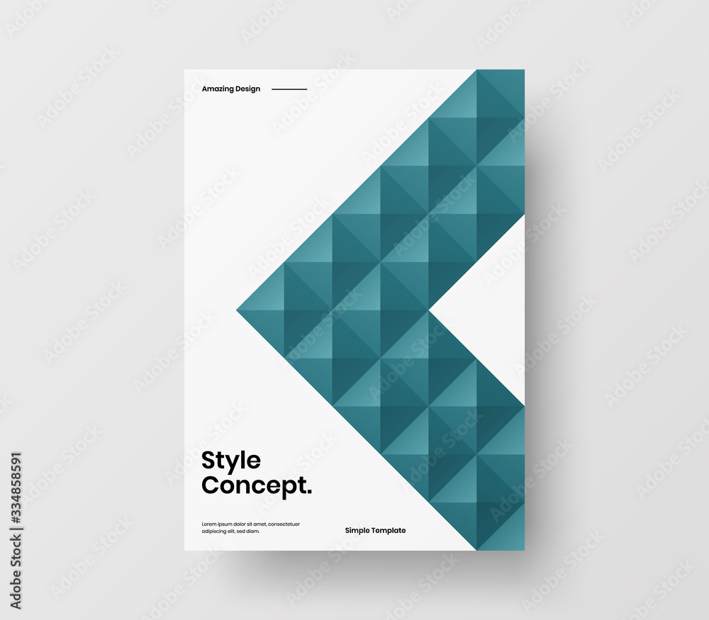 Amazing business presentation vector A4 vertical orientation front page mock up. Modern corporate report cover abstract geometric illustration design layout. Company identity brochure template.