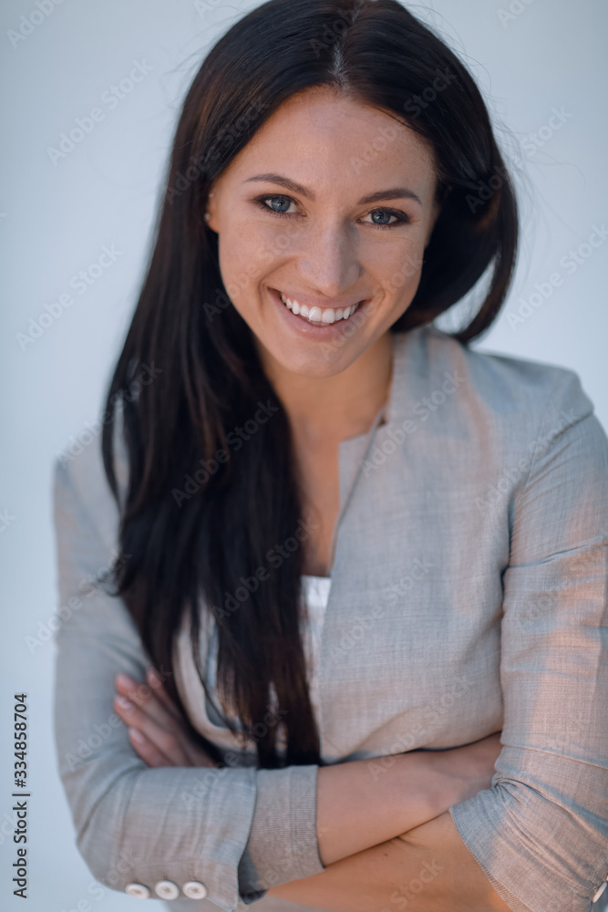 close-up face of a successful young woman. close-up face of a successful young woman.