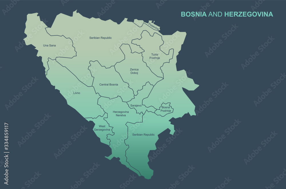 bosnia map in european country . bosnia and herzegovina vector map.