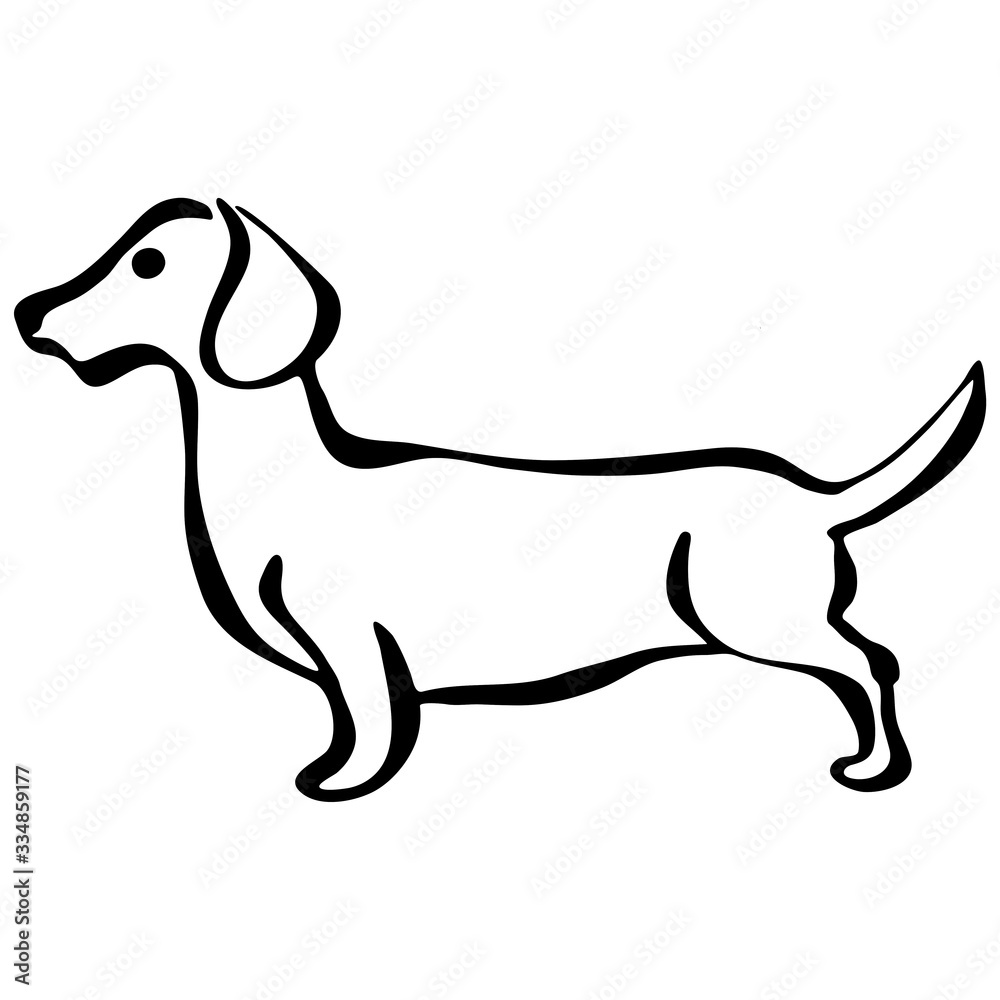 Dog icon. Black dachshund silhouette 